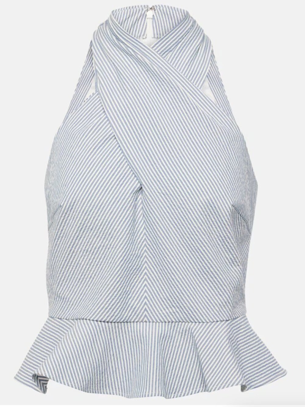 Veronica Beard Drey Striped Halterneck Cotton Top